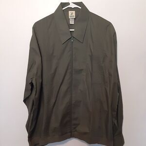 Vtg Haband Full Zip Shirt Mens XL Green Long Sleeve